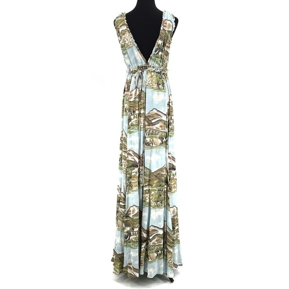 Reformation Maxi Rare Camellia Dress NWT size small cameillia landscape horse S - Picture 6 of 10